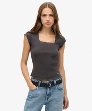 Essential T-shirt met vierkante hals en korte mouwen