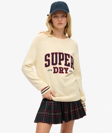Slouchy Knitted Graphic Crew Jumper Image 1